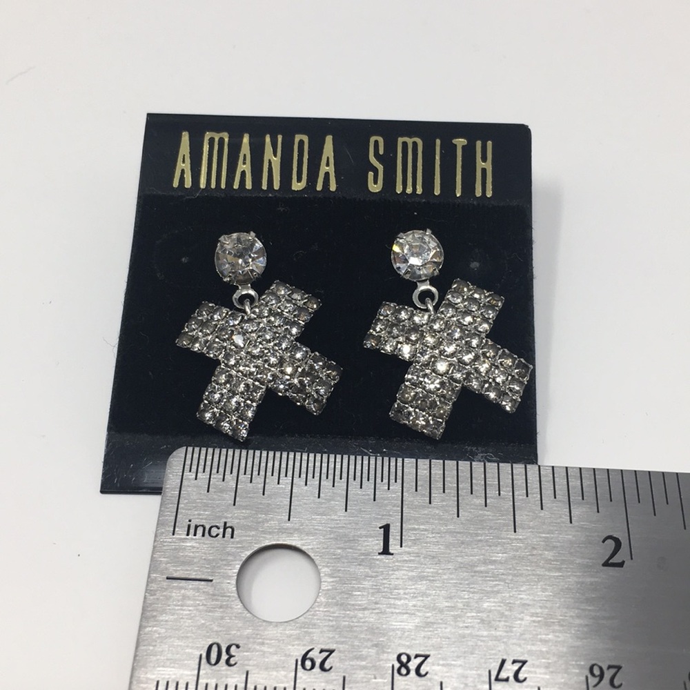 Amanda Smith “X” Rhinestone earrings - Picture 3 of 4